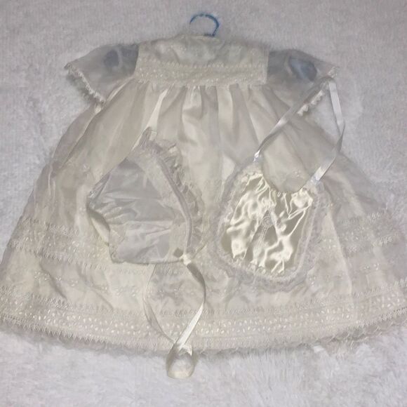 Vintage Sheer Chiffon Double Layered Christening Gown XL 2T - Picture 1 of 16